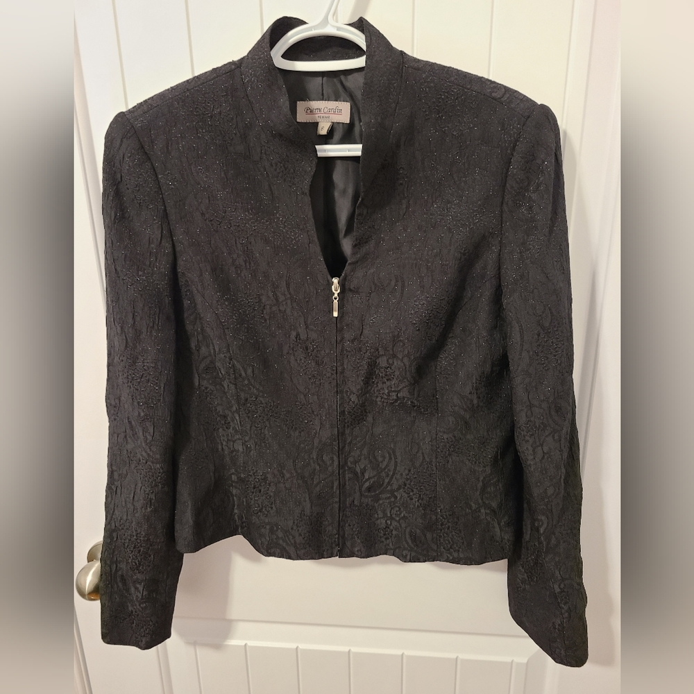 🌟Pierre Cardin Vintage Black Textured Shimmer Blazer Size 6